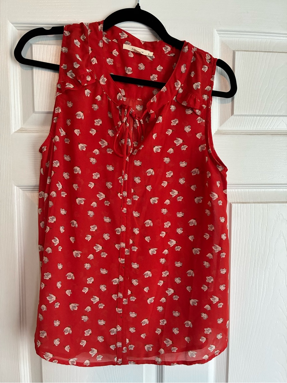 Red Floral Tie-Front Sleeveless Camisole